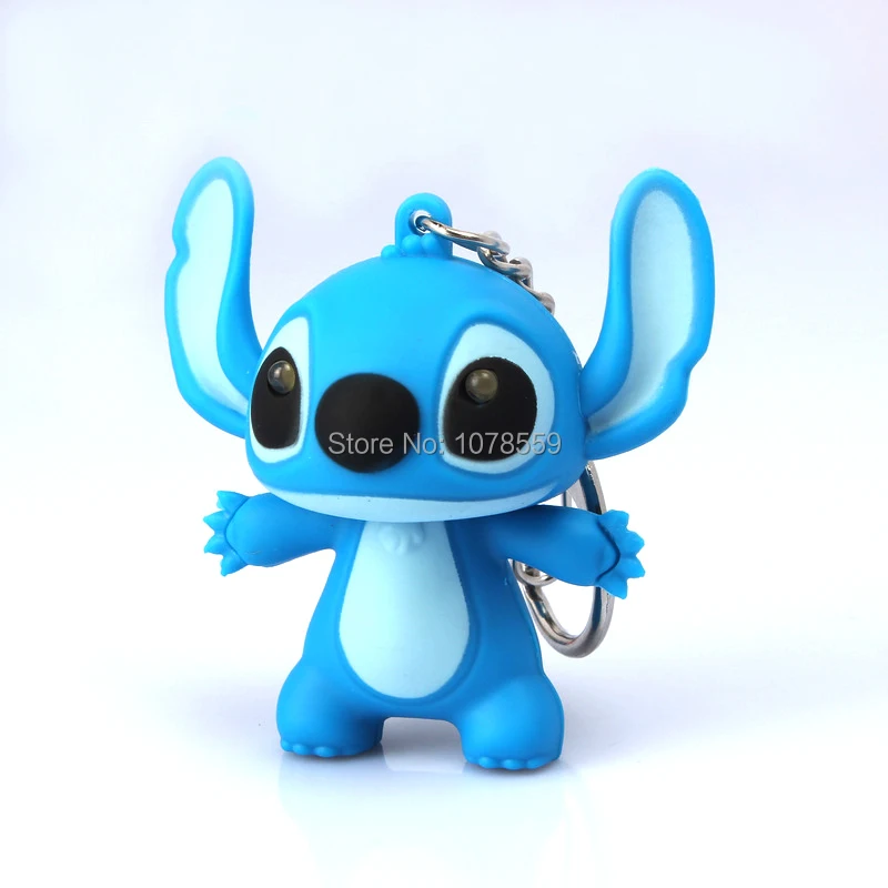 10pcs stitch voiced led flashlight key chain car lovers gift phone bag pendant ornaments creative toys novelty lighting free global shipping