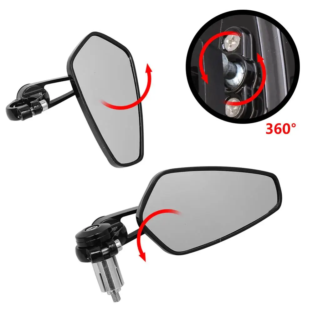 

7/8" 22mm Universal Motorcycle Aluminum Rear View Black Handle Bar End Side Rearview Mirrors For Honda Cafe Racer