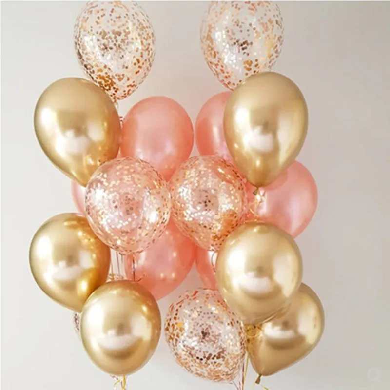 15pcs of 12" metal gold confetti balloons ink blue white balloon wedding party decoration kids children birthday party supplies