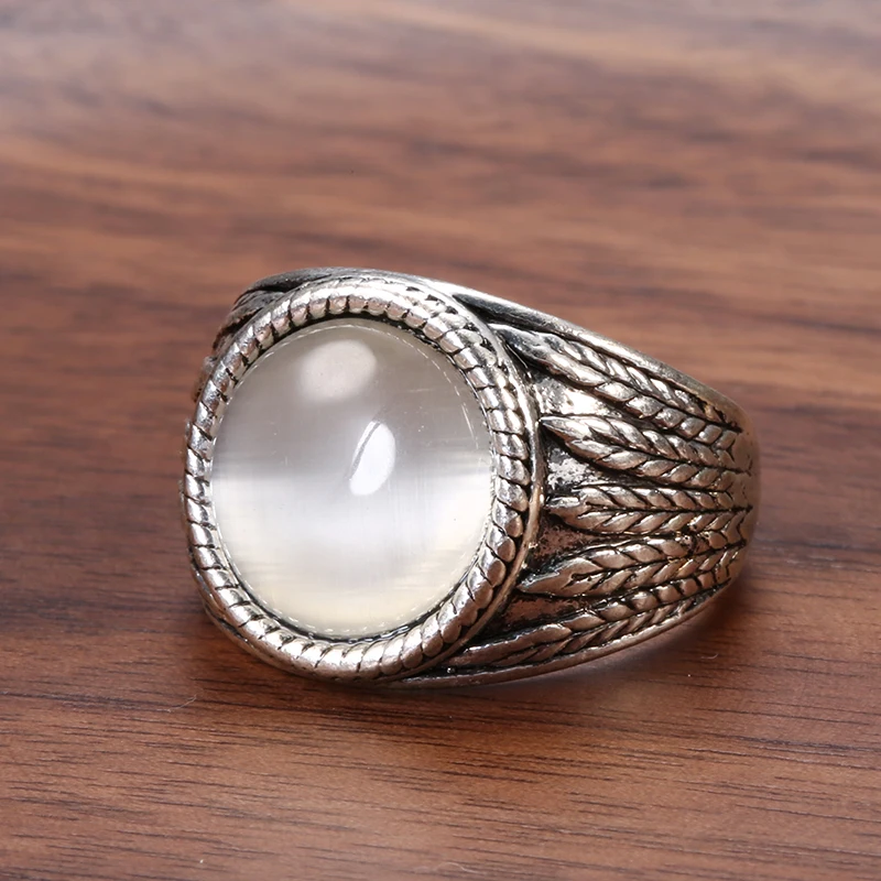 Кинели Горячая Boho опал Для мужчин кольца из тибетского серебряного сплава