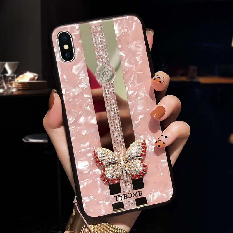 3D Luxury Creative Mirror Fashion Inlaid butterfly Phone Case For iPhone 11 Pro Max X XR XS Cases 7 8 6s Plus cover | Мобильные