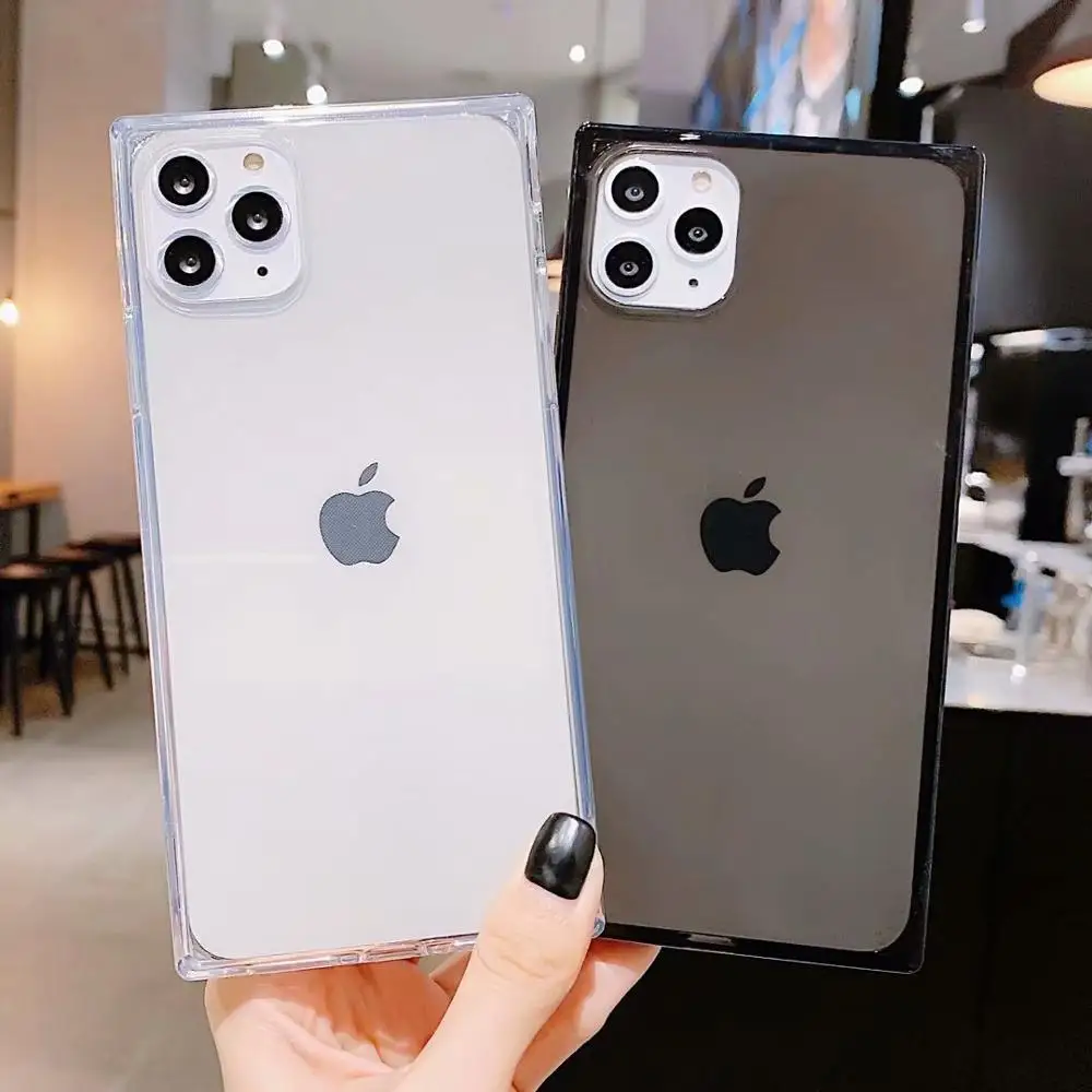 Цветной квадратный прозрачный противоударный чехол для телефона iPhone 7 8 PLUS 6 6S 11