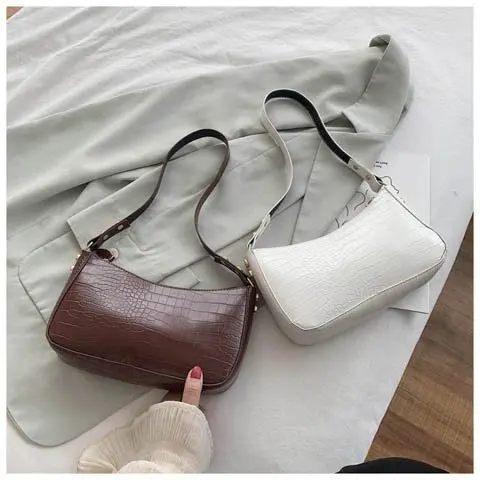 

Fashion Crocodile Pattern Baguette Bags PU Leather Shoulder Bags for Women 2020 Elegant Design Luxury Hand Bag Female Travel