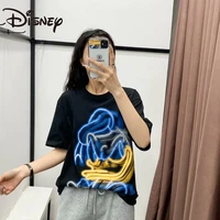 disney spring and summer womens all match round neck bottom shirt donald duck print loose and slim short sleeve t shirt