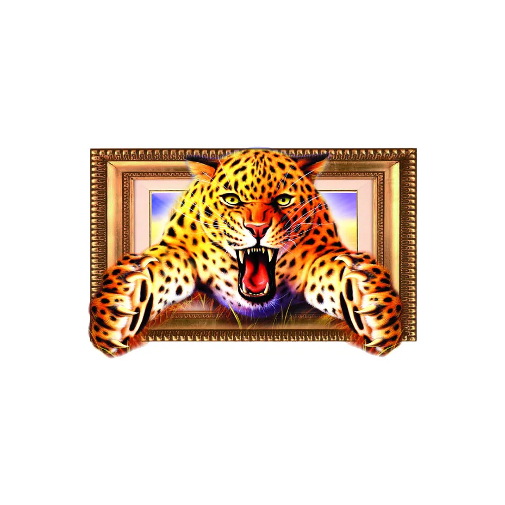 Наклейки на стену С Рисунком Тигра коричневый 3D животное леопард ПВХ стикер обои