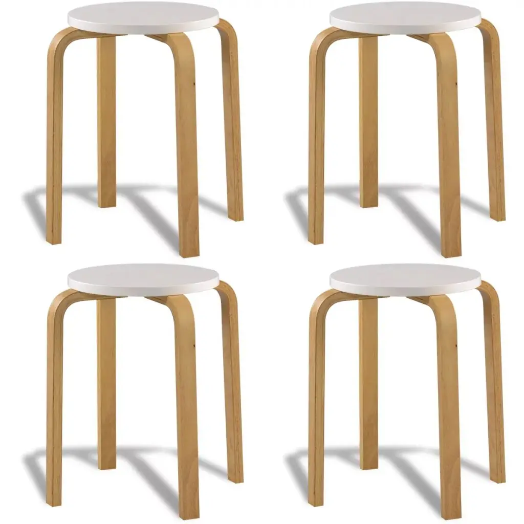 vidaXL Bar Stools 4 pcs White Bent Wood |