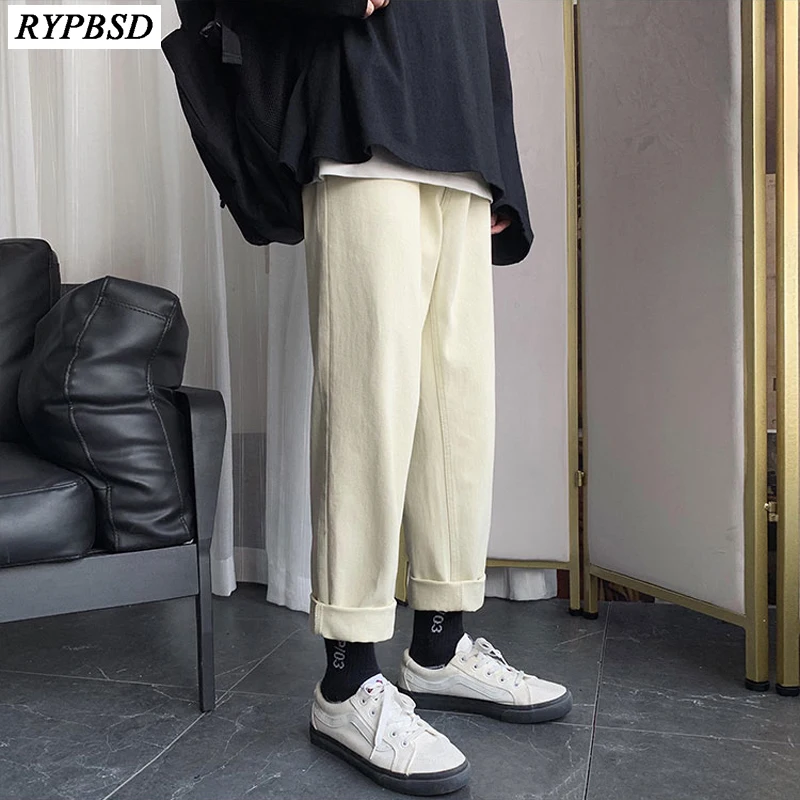 2020 Spring Straight Pants Men Solid Color Fashion Casual High Quality Loose Zipper Jean Trousers Denim M-XXL | Мужская одежда