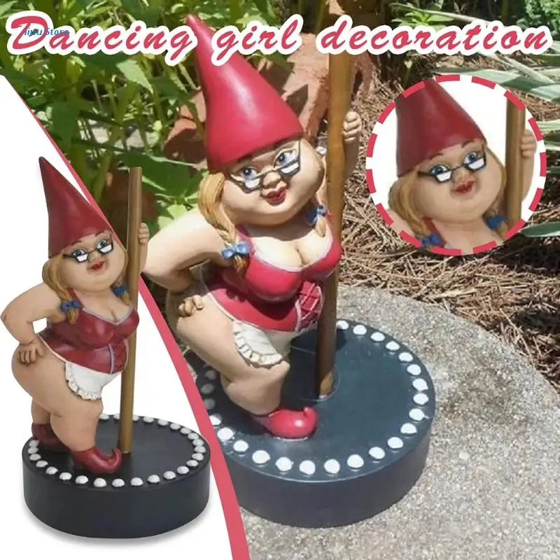 

L5YE Funny Striptease Dwarf Garden Statue Indoor Outdoor Gnome Figurine Sculpture Resin Ornaments for Home Yard Decor