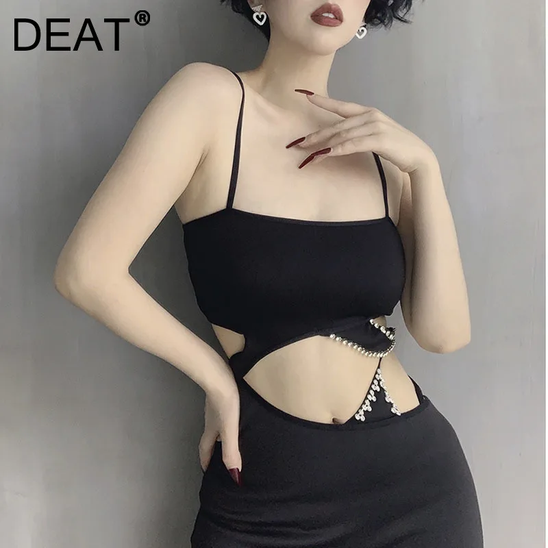 

Женский комплект из двух предметов DEAT, комплект из двух предметов: слинг с открытыми плечами без рукавов и брюки с высокой талией, Осень-зима...