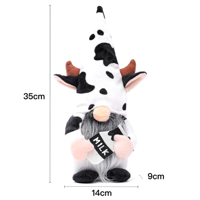 

New Milk Cow Faceless Doll Gnome Ornament Dwarf Figurines Plush Home Decoration Cloth Art Cute Adult Kids Festival Gifts