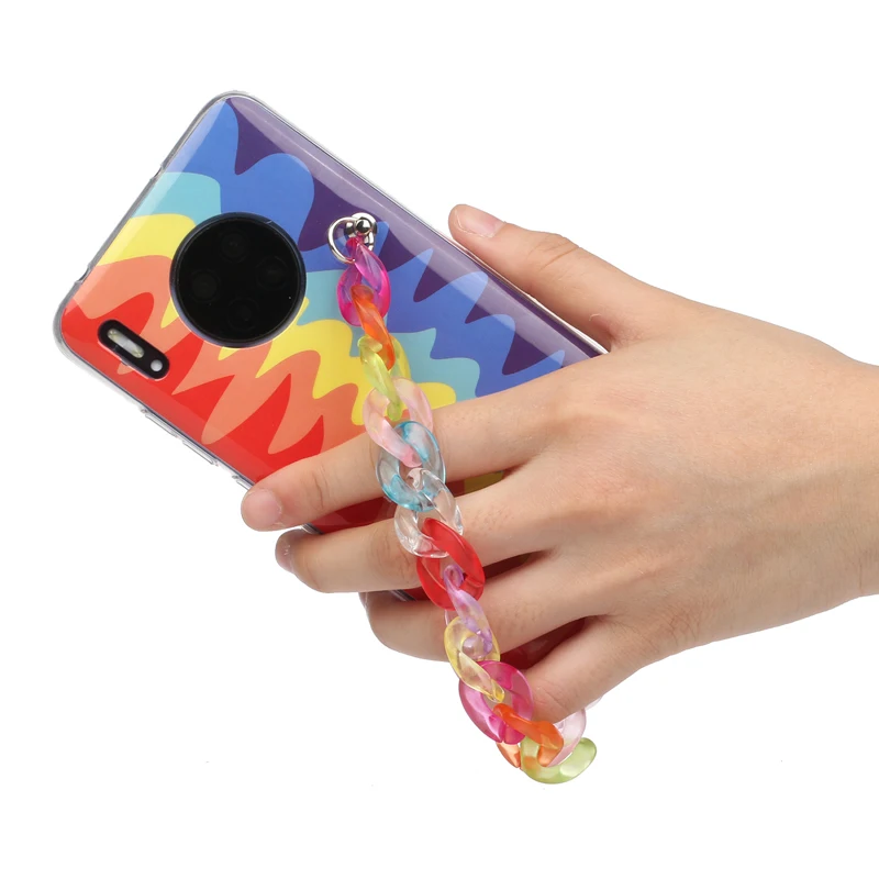 

Luxury Rainbow IMD Soft TPU Silicone Case Mobile Phone Protective Back Cover Hand Chain Coque Fundas Capa for Huawei Mate 30 Pro