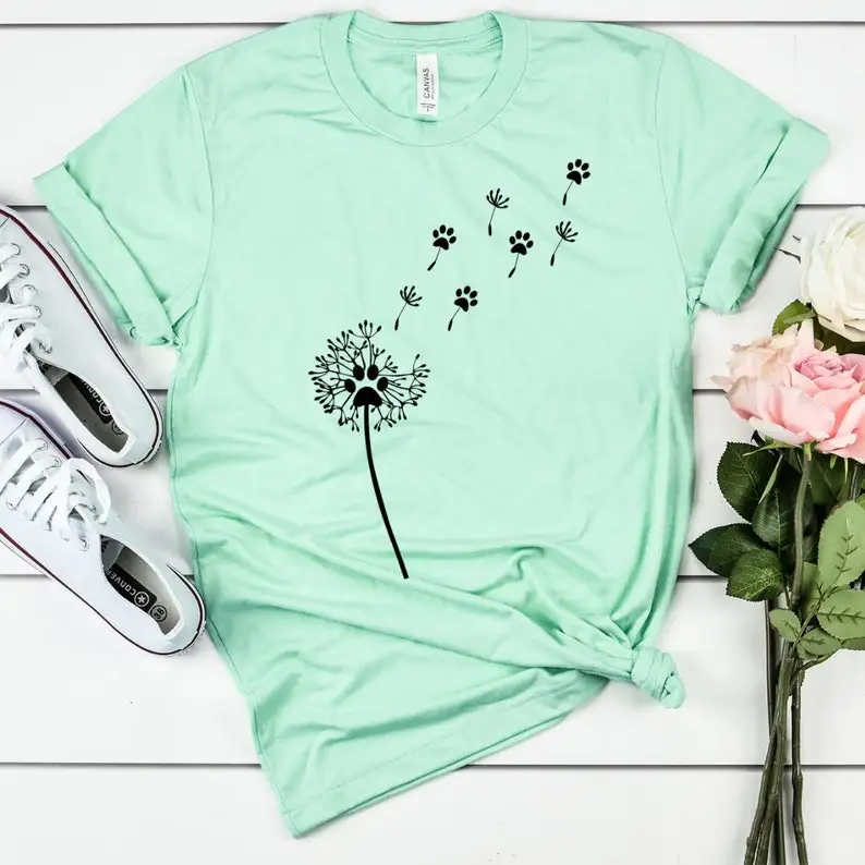 

Dandelion Dog Paw Shirt // Dog shirt // dog t-shirt // Dog Mom Shirt // women's t shirt // women's shirt - choose your colors