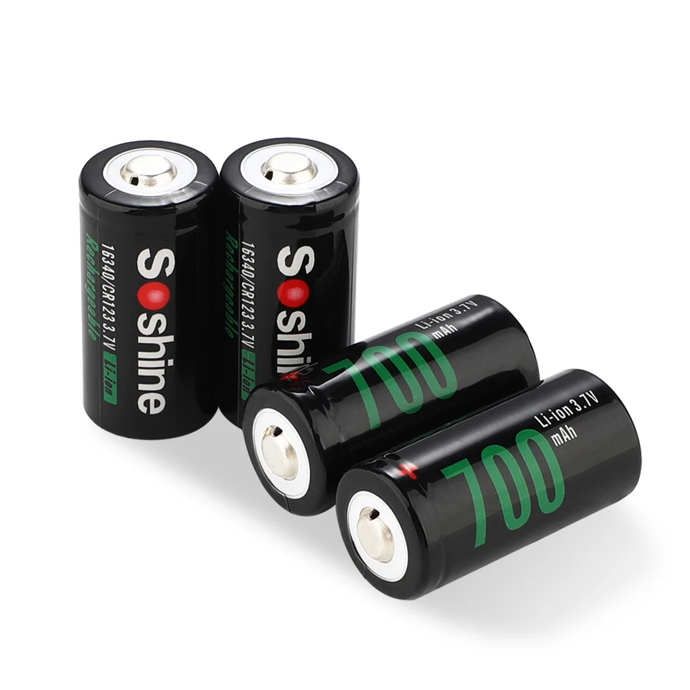 Soshine RCR123/16340 3 7 V 700mAh литий-ионная аккумуляторная батарея с зарядным устройством
