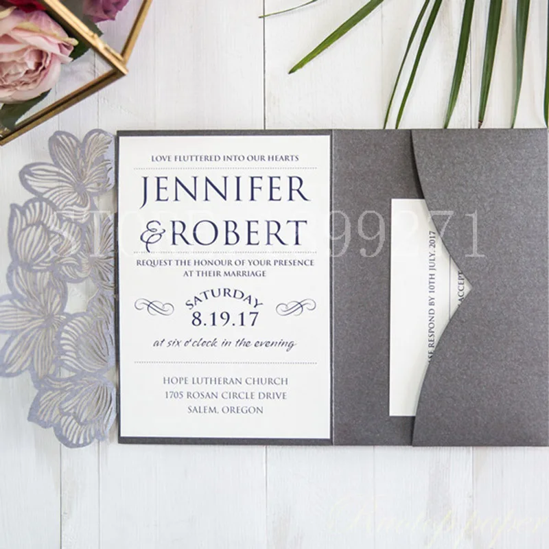 Элегантные серые свадебные открытки лазерная резка кружева индийские