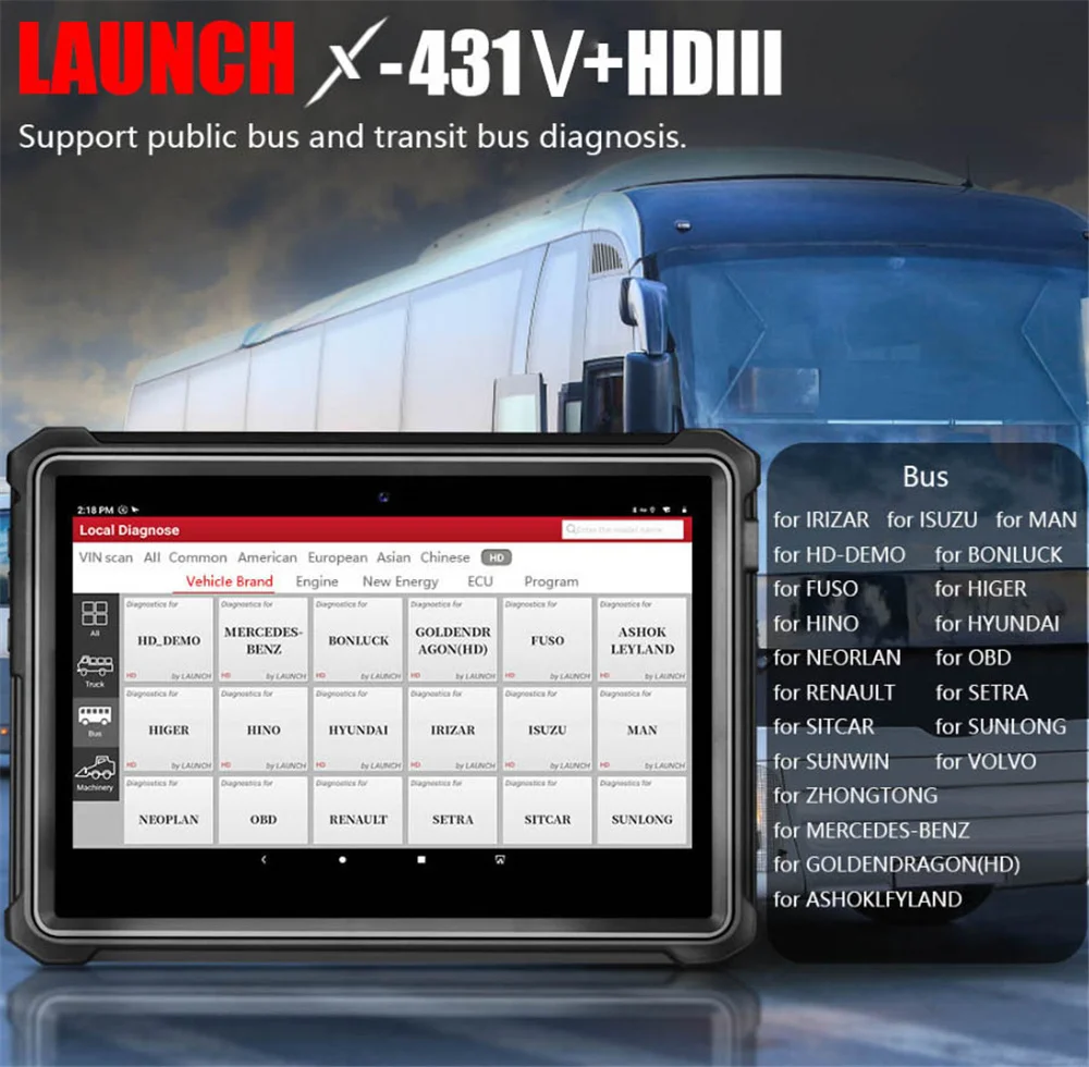 Диагностический сканер Launch X431 V Plus HDIII диагностический 24 В для грузовиков с Wi-Fi/BT
