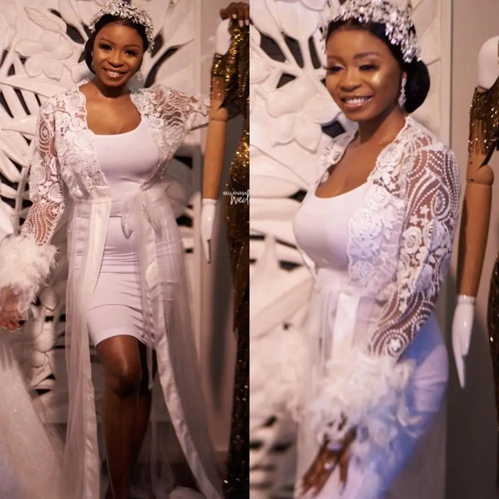 Свадебный халат с белыми перьями женская пижама длинным рукавом ночные рубашки