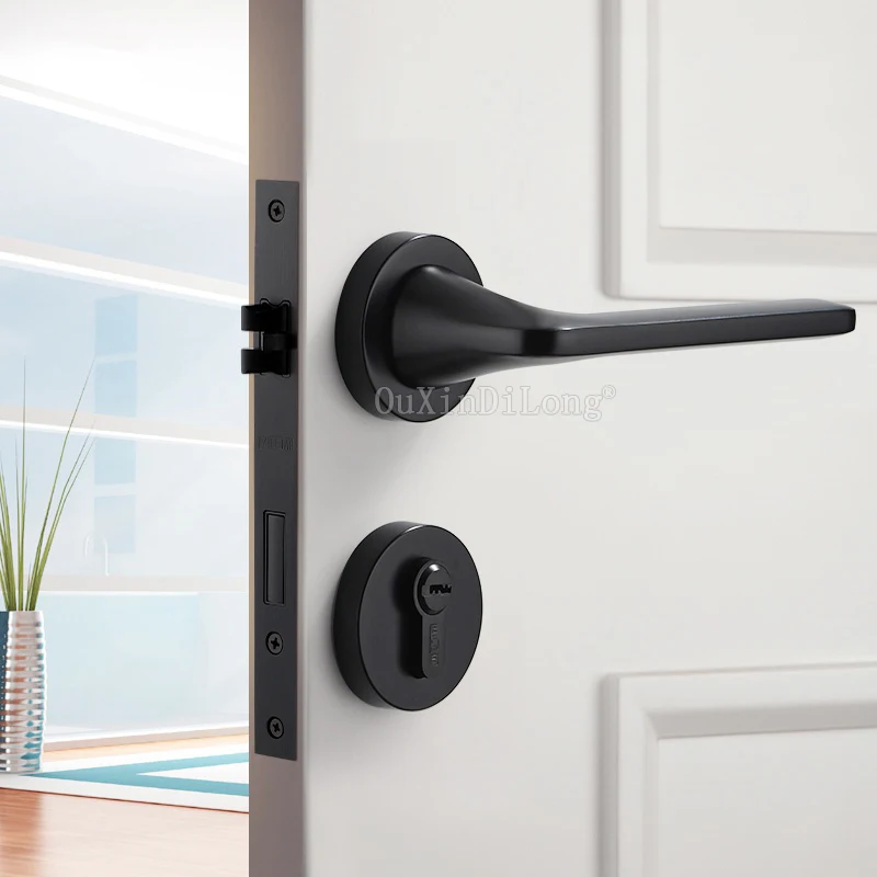 

1Set Zinc Alloy Door Lock for Solid Wood Interior Doors Minimalist Interior Bedroom Door Handle Pull Set Multi Color GF63
