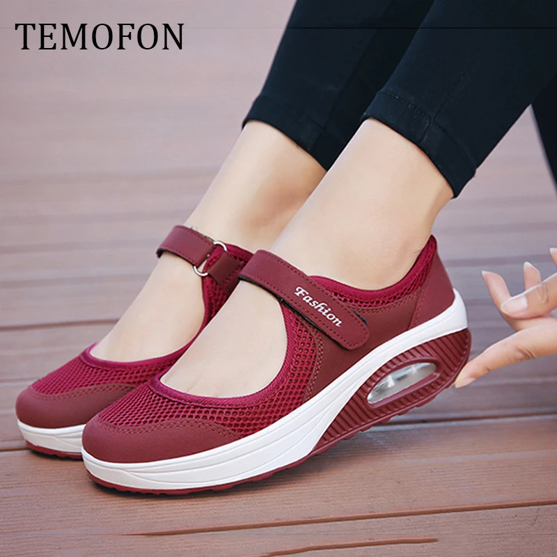 Кроссовки TEMOFON женские на платформе дышащие сетчатые Вулканизированная подошва