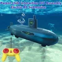interactive diy assembly electric rc submarine toy 30 5cm stem science education remote control submarine boat water toy