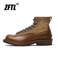 zftl martins boots mens vintage tooling boots all match british style high top shoes man casual lace up retro couple boots