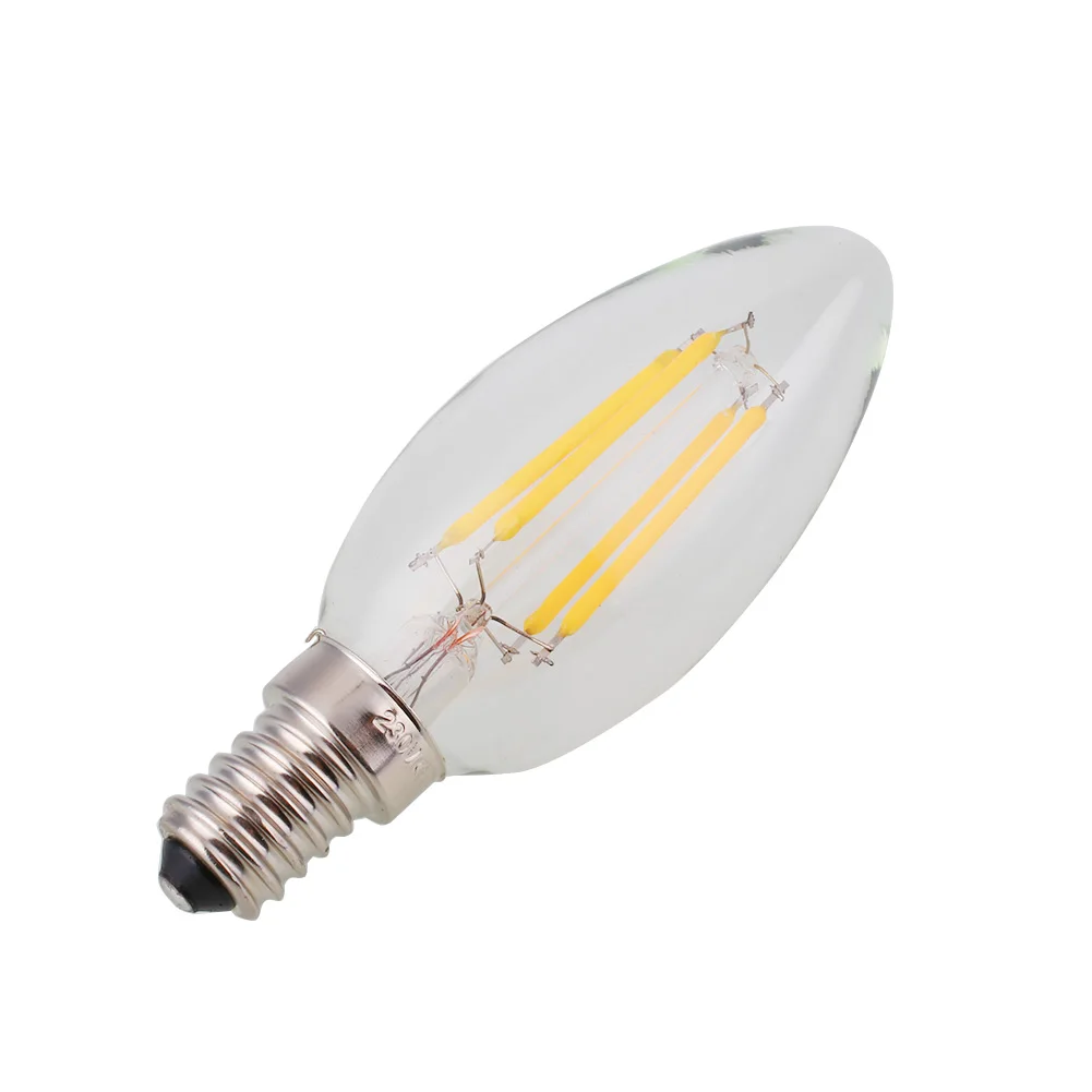 

E14 4W светодиодный COB накаливания Ретро лампа-Свеча лампа люстра 220V с регулируемой яркостью ^