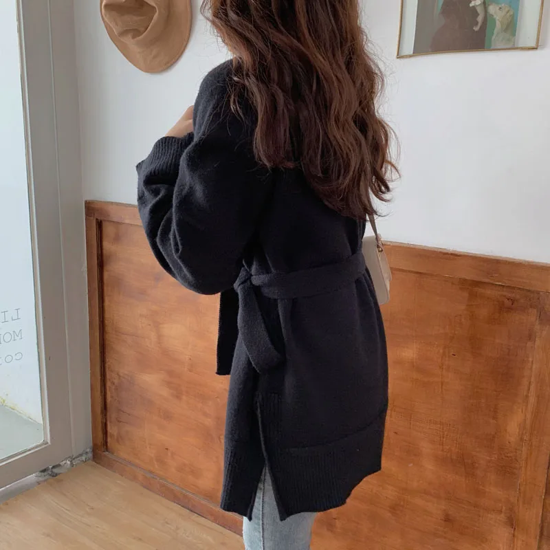 REALEFT Autumn Winter Sashes Long Sleeve Women's Pullover Sweater Fashion Casual Knitted Female 2019 New | Женская одежда