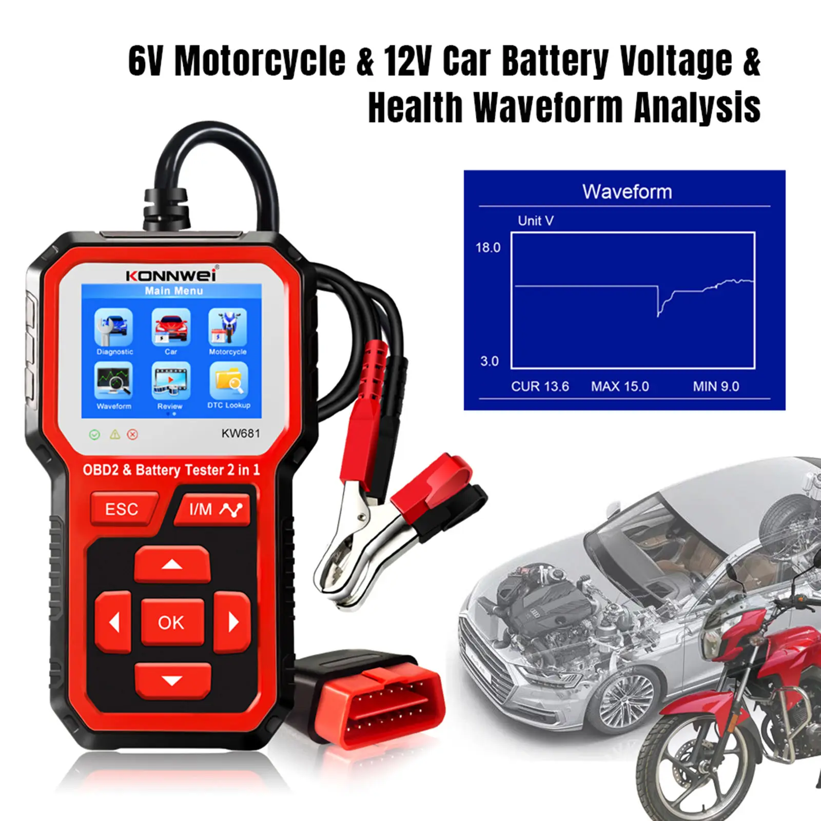 

2 in 1 OBD2 Scanner Car Check Engine Tool Auto Diagnostic Scanner