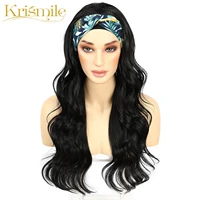 long wave headband black wig daily party travel holidays no gel glueless wig for women drag queen 2 free bands high temperature