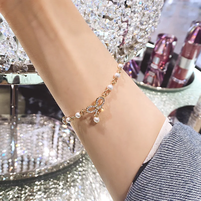 

Fashion wild metal simple three-dimensional bow shape jewelry student street pat bracelet hot sale