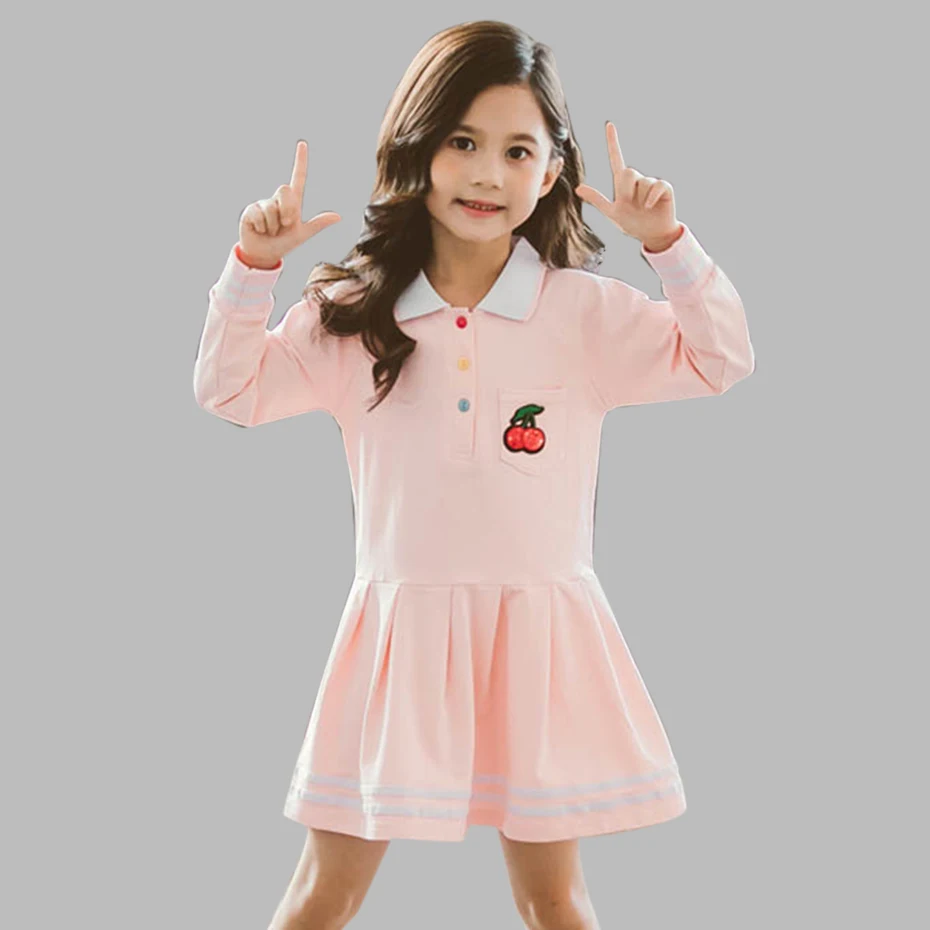 

Dress For Girls Striped Kids Dresses For Girls Turn Down Collar Party Dress For Children Autumn Casual Clothes For Girls School