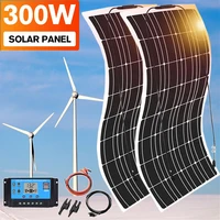 solar panel 12v 300w flexible photovoltaic system battery charger kit 5v usb for car boat camper home 110v220v 1000w inverter