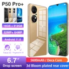 Смартфон глобальная версия P50 Pro, 6,7 дюйма, 5600 мА  ч, Android, камера 32 Мп + 64 мп, 16 + 512 Гб, поддержка Google GPS