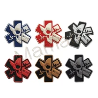 3d pvc medic patch paramedic rubber medical patch emt med first aid tactical skull military hook loop fasteners badge