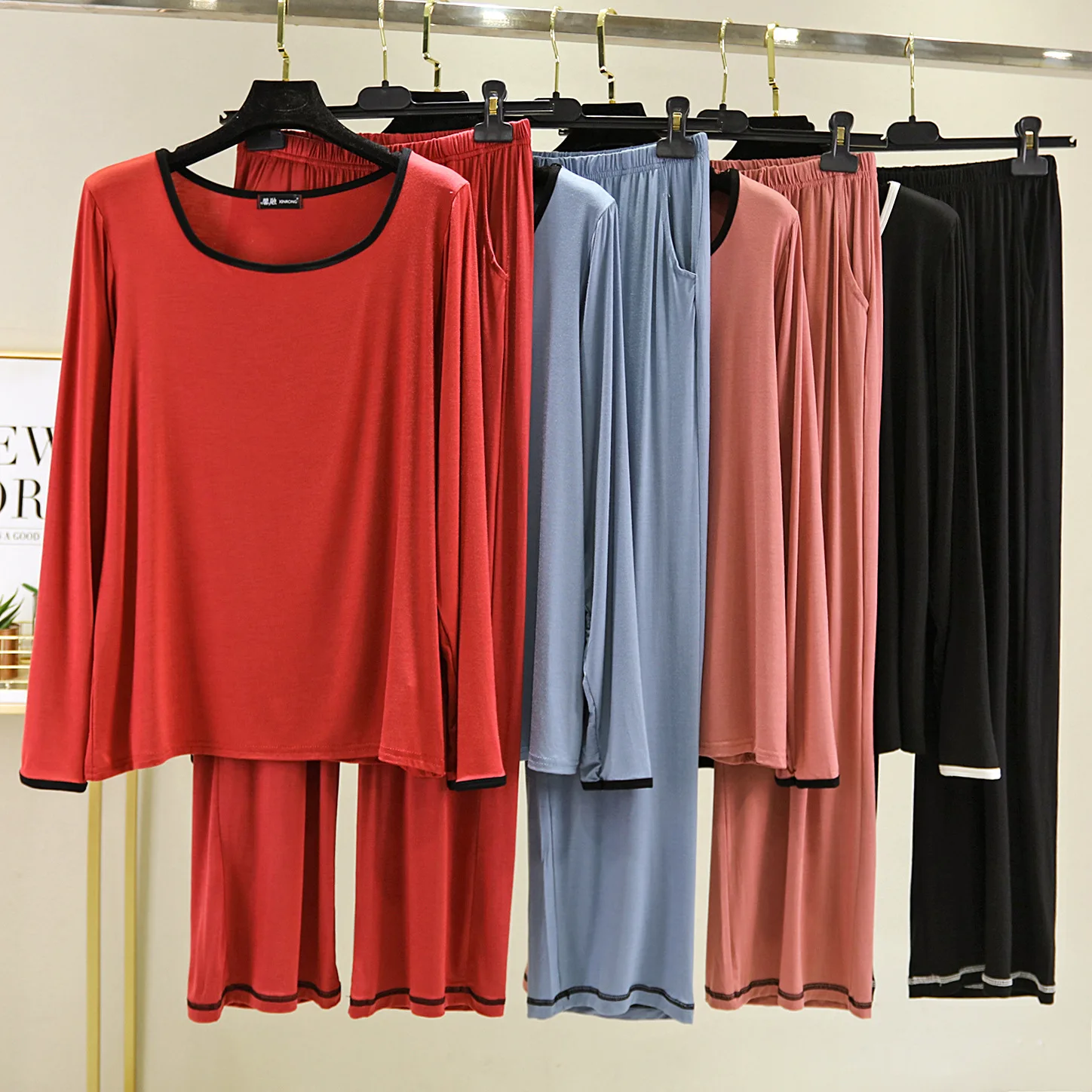 Осенняя Пижама 2020 женские свободные топы с длинным рукавом и квадратным