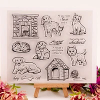 pet cats and dogs clear stamps scrapbook christmas card paper craft silicon rubber roller transparent stamps