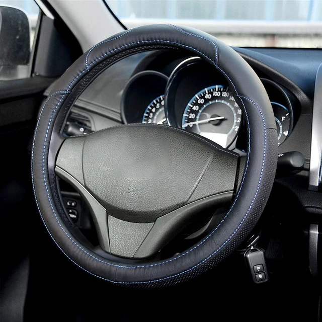 Кожаный Автомобильный чехол на руль для Ford Focus 2 3 Fiesta Mondeo Kuga Ranger, Fusion Transit Mustang Escape аксессуары - Название цвета: Blue