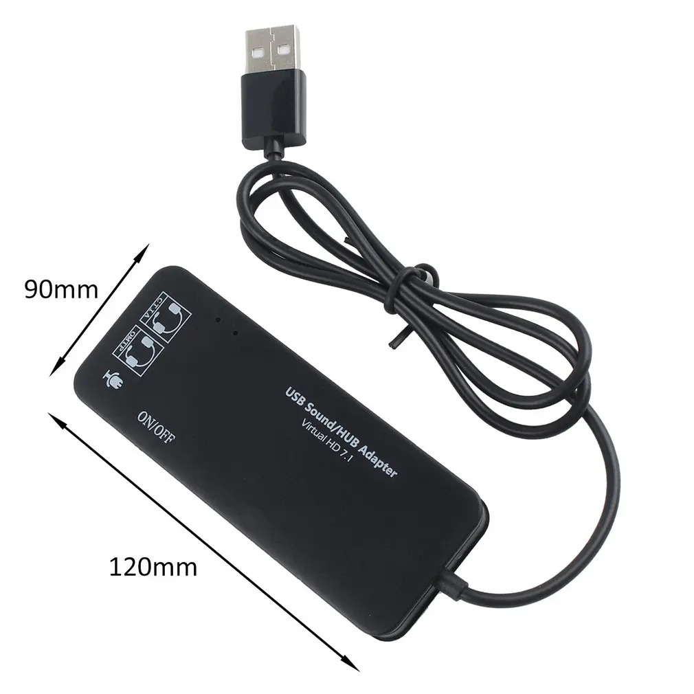 

3 Port USB2.0 Hub External USB Sound Card No External Driver Stereo Sound Card Noise Canceling Headset Adapter for Laptop PC