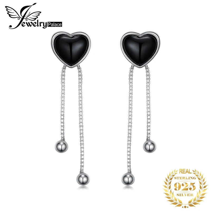 JewelryPalace сердце 0.3ct Подлинная кабошон серьги черный оникс 925 Серебро новый Дизайн
