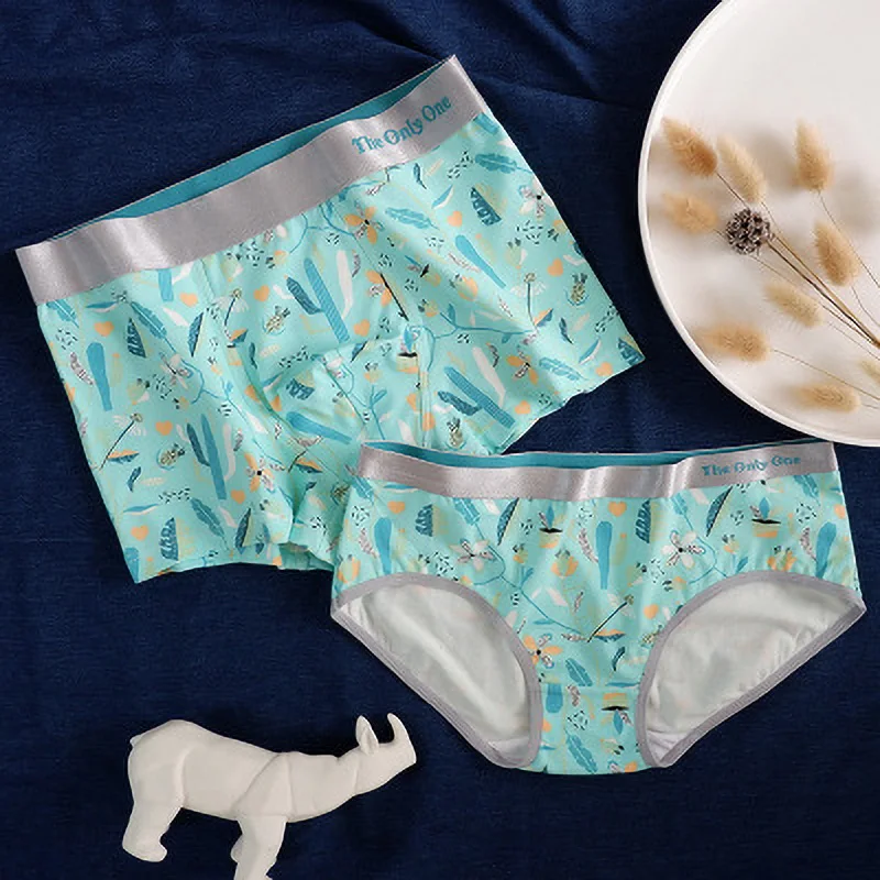 Сексуальное нижнее белье для пар с принтом маленькое садовое удобные дышащие