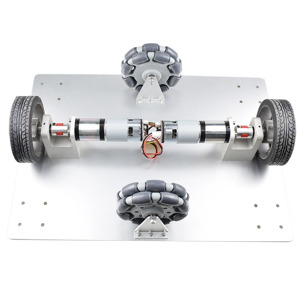 

50KG Big Load Omni Wheel Robot Car Chassis Kit with 2pcs DC Motor with Encoder 4 Wheel Omni Directional Tires