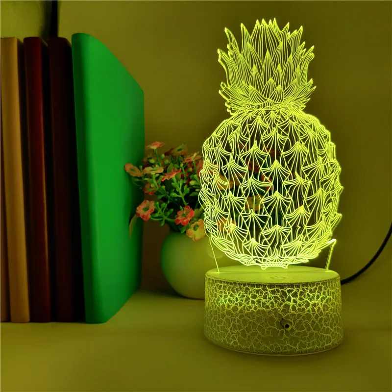 

3D Pineapple LED Night Light Colorful Illusion Table Desk Lamp Baby Sleep Lampara Home Decor Child Birthday Lamp App Control