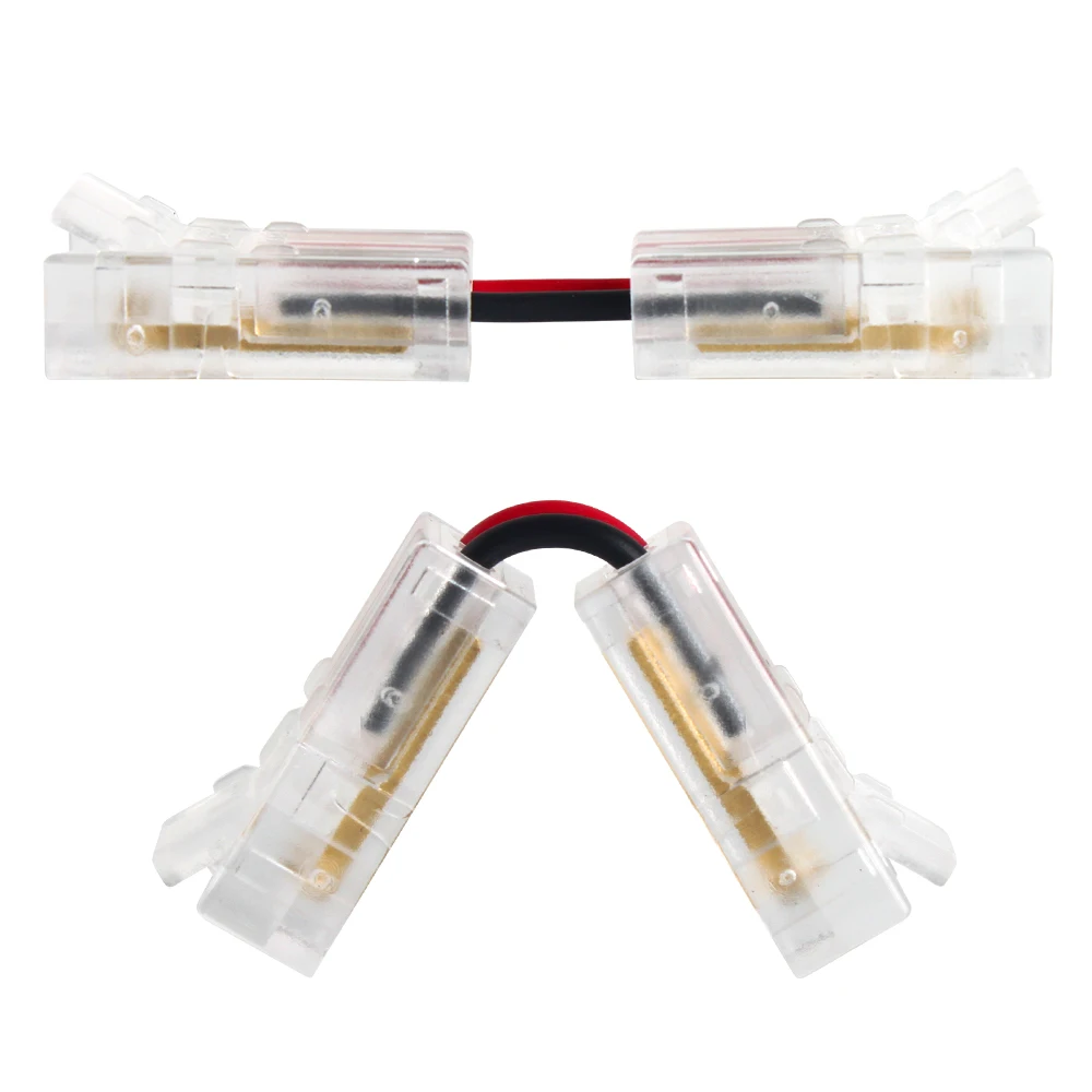 

5pcs 8mm 2pin LED Female Connector 2 Pins Single Color Tape Light Power Wire Cable Extension Cord Crystal Terminal Block