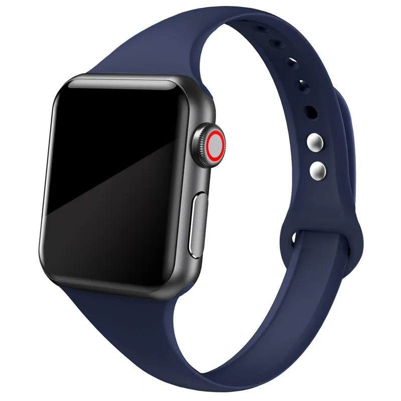 midnight blue 13 Ремешок для apple watch, ремешок для apple watch 5, 4, 3, 2, iWatch, ремешок 42 мм, correa, 38 мм, 44 мм, 40 мм, силиконовый браслет pulseira, ремешок для часов - Цвет ремешка: midnight blue 13