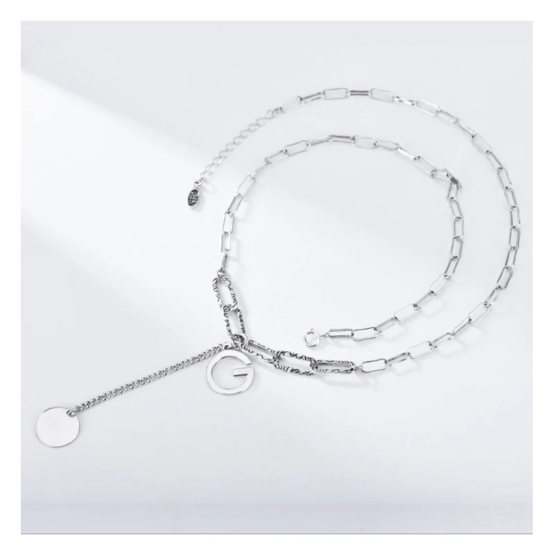 

Korean style S925 silver letter H necklace female hip hop cross-border style G letter medal pendant jewelry