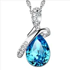 С украшением в виде синих кристаллов и слеза ангела кулон ожерелье 925 стерлингового серебра в виде капли воды, ожерелье для женщин, хорошее ювелирное изделие