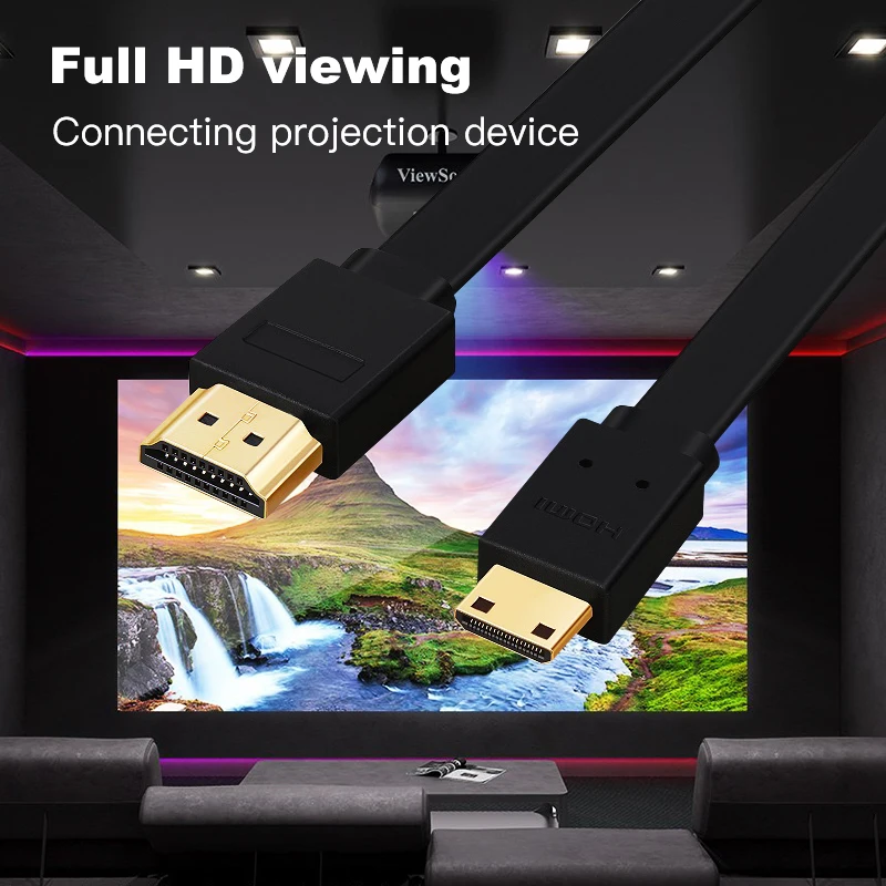 Плоский высокоскоростной мини-Кабель HDMI-HDMI 1 м 5 2 3 4K 3D 1080P для камеры монитора