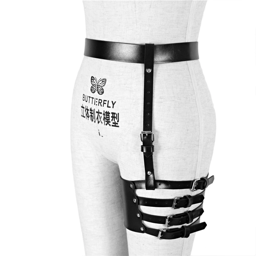 UYEE Для женщин чулок Ремни Новый Гот Искусственная кожа на ногу белье бондаж