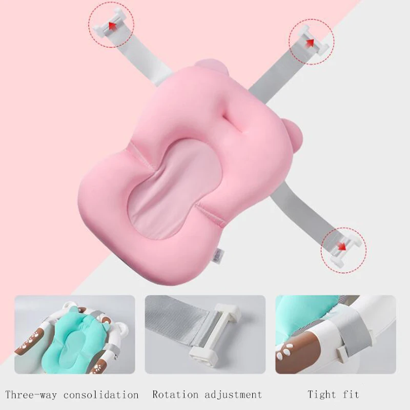 Baby Shower Bath Tub Pad Non-Slip Bathtub Seat Support Mat Newborn Safety Security Cushion Foldable Soft Pillow | Мать и ребенок