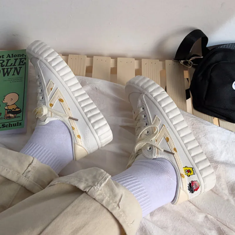 Кроссовки женские на плоской подошве Вулканизированная подошва холщовые