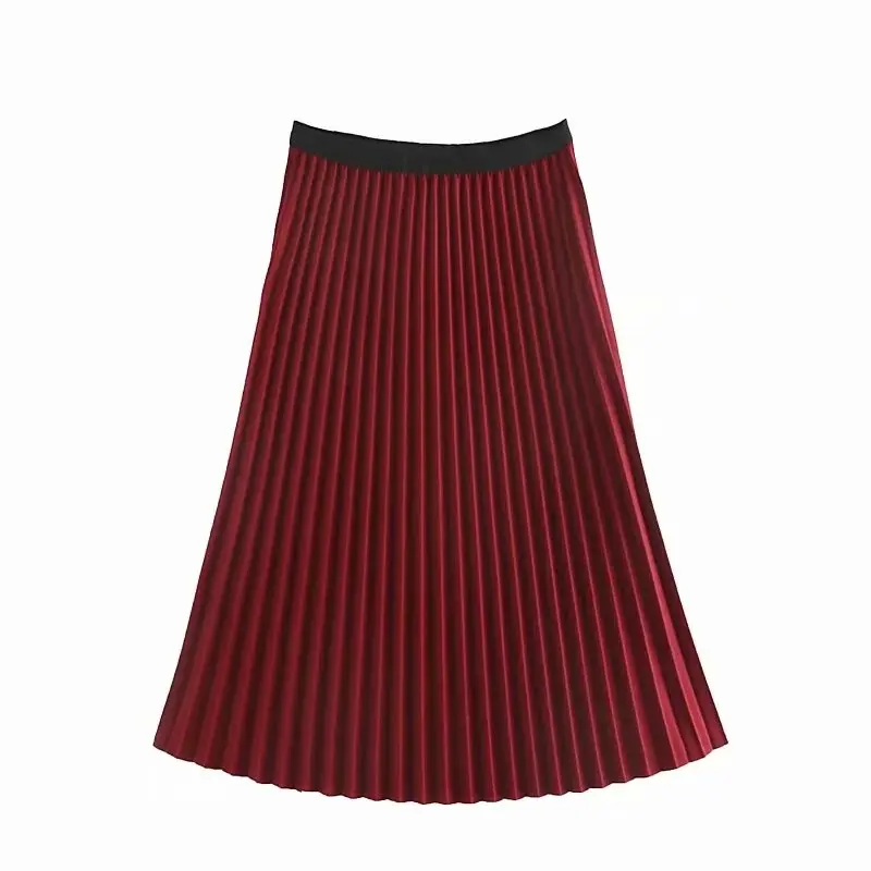 

2021 модная женская летняя плотная плиссированная юбка элегантная Высокая талия миди юбки женские jupe longue femme